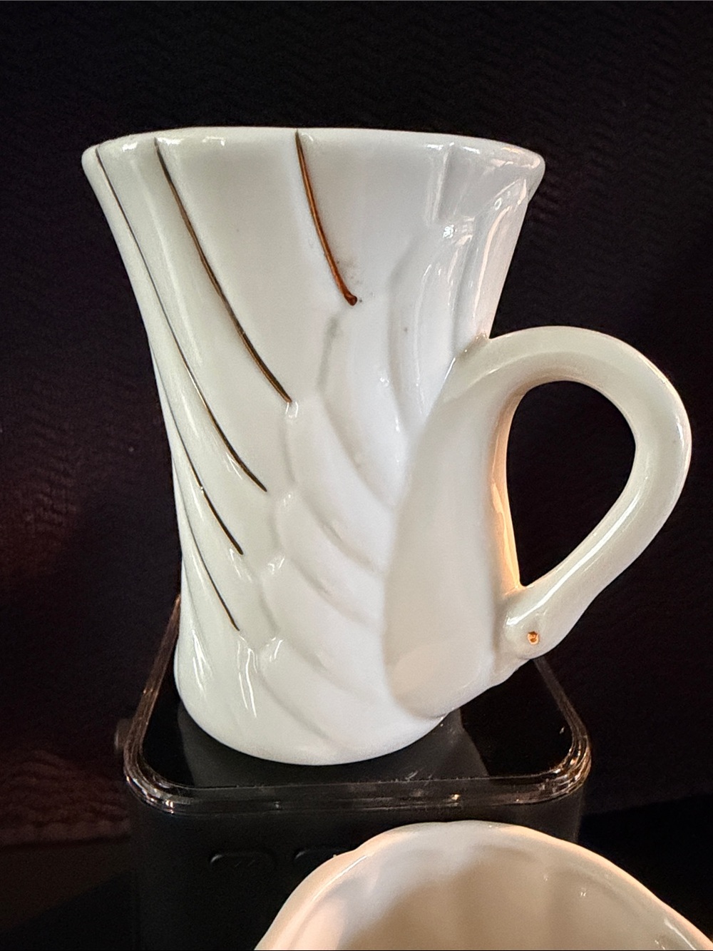 Set Of 2 Porcelain Swan Coffee/ Tea Cups Unique